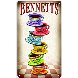 Personalized Vintage Coffee Cups Metal Sign