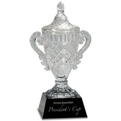 Crystal Cup Award with Personalized Black Crystal Pedestal