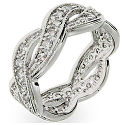 Sterling Silver Cubic Zirconia Weave Band