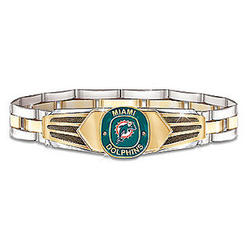 Men's Miami Dolphins Stainless Steel Bracelet with 2-Tone Finish