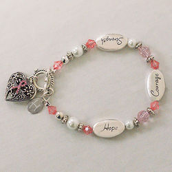 Personalized Initial Breast Cancer Awareness Bracelet