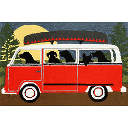 Dogs in a Mini Bus Camping Trip Rug