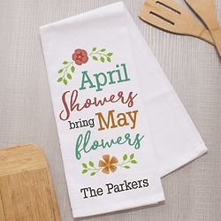 Personalized April Showers Dish Towel