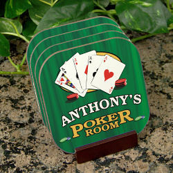 Poker Room Personalized Coaster Set