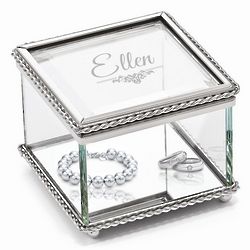 Personalized Glass Jewelry Trinket Box for Her