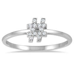 Stackable Diamond Hashtag Ring in 14k White Gold Ring