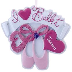 Personalized I Love Ballet Christmas Ornament