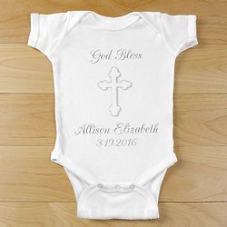 God Bless Personalized Christening Infant Creeper