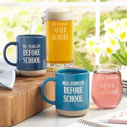 Personalized Before & After School Mug and Wine or Beer Glass