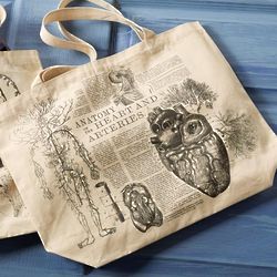 Anatomical Heart Canvas Tote
