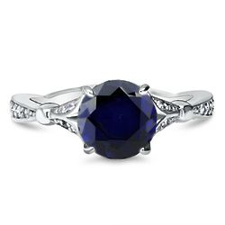 Sterling Silver Simulated Blue Sapphire CZ Solitaire Ring