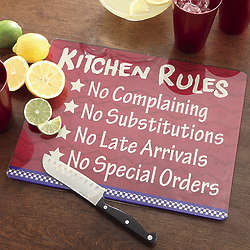 Kitchen Rules 12x15 Glass Cutting Board
