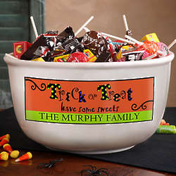 Trick or Treat Have Some Sweets Personalized Candy Bowl