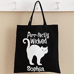 Personalized Glow in the Dark Cat Halloween Tote