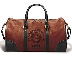 US Army Leather Duffel Tote Bag