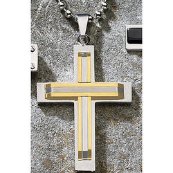 Two-Tone Stainless Steel Cross Pendant