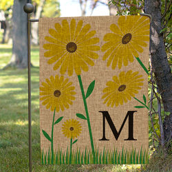 Personalized Yellow Floral Burlap Garden Flag