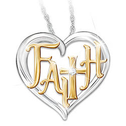 Faith In My Heart Engraved Diamond Pendant Necklace
