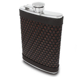 Brown Threaded Leather Flask