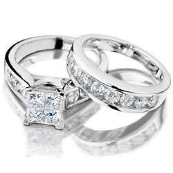 Princess Cut 1 Carat Diamond Engagement Ring & Wedding Band Set