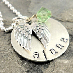 Angel Wings Memorial Personalized Stamped Necklace