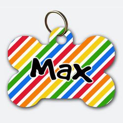 Pet ID Tag in Bold Colorful Stripes