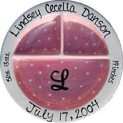Baby's Personalized Pink Dot 3-Section Plate