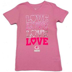 Girl's Green Bay Packers Love T-Shirt in Pink