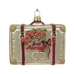 Honeymoon Suitcase Personalized Christmas Ornament