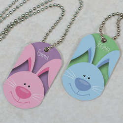 Personalized Easter Bunny Dog Tag Necklace