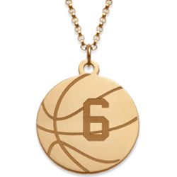 Gold Over Sterling Personalized Basketball Necklace