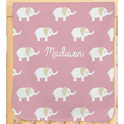 Personalized Baby Elephant Fleece Blanket
