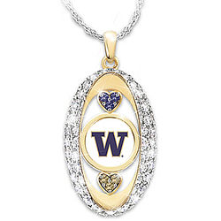 Washington Huskies Pride! Swarovski Crystal Hearts Necklace