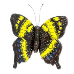 Yellow Swallowtail Butterfly Ceramic Sculpture
