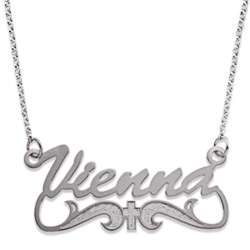 Sterling Silver Name Necklace with Cross Tail