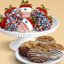 Four Dipped Cookies and Half Dozen Star Spangled Strawberries