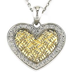 Sterling Silver and 14 Karat Gold White Topaz Heart Necklace