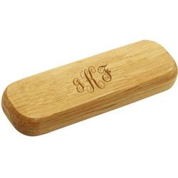 Script Monogram Bamboo Engraved Wood Case with Pen