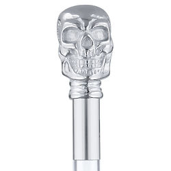 Chrome-Plated Skull Handle Walking Cane with Lucite Shaft