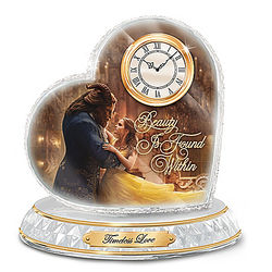 Beauty and the Beast Multi-Faceted Crystal Heart-Shaped Clock