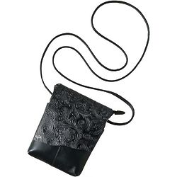 Embossed Floral Leather Crossbody Bag