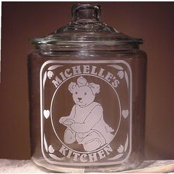 Personalized Girl Teddy Bear Cookie Jar