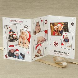 Photo Collage Personalized Three Panel Christmas Cards