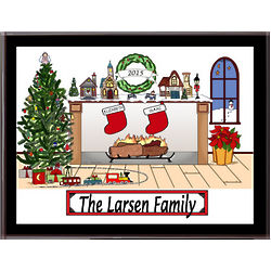 Personalized Christmas Fireplace Scene 5x7 Plaque