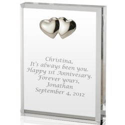 Personalized Silver Heart Acrylic Romantic Heart Plaque
