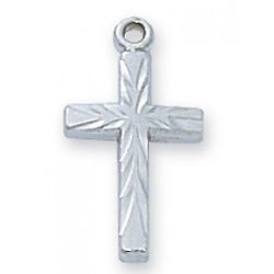 Sterling Silver Cross Necklace with Rays Design