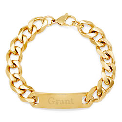 Men's Personalized Gold ID Bracelet with Curb Link