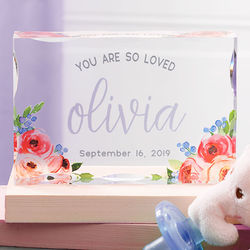 Floral Baby Girl Personalized Plaque
