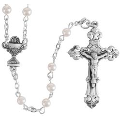 Sterling Silver and Pearl Holy Communion Rosary