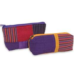 Purple Borobudur Cotton Cosmetics Bags